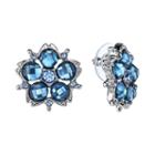 1928 Simulated Crystal Flower Stud Earrings, Women's, Blue