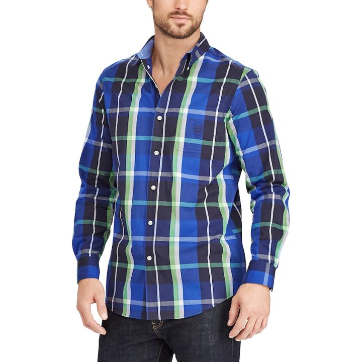 Big & Tall Chaps Classic-fit Stretch Poplin Button-down Shirt, Men's, Size: Xxl Tall, Blue