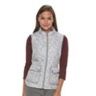 Women's Croft & Barrow&reg; Zip-up Quilted Vest, Size: Xl, Grey