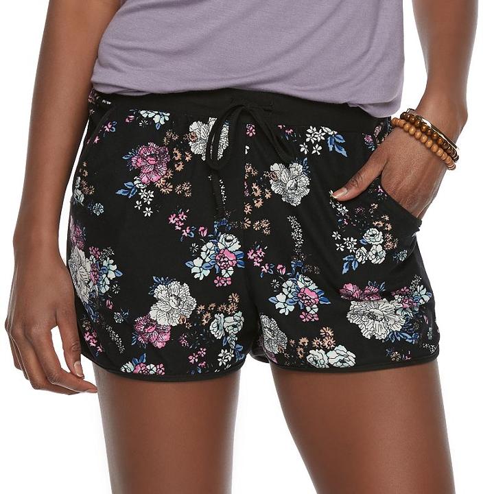 Juniors' Pink Republic Peached Drawstring Soft Shorts, Teens, Size: Large, Oxford