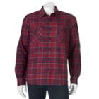 Men's Zeroxposur Classic-fit Plaid Performance Flannel Button-down Shirt, Size: Medium, Red