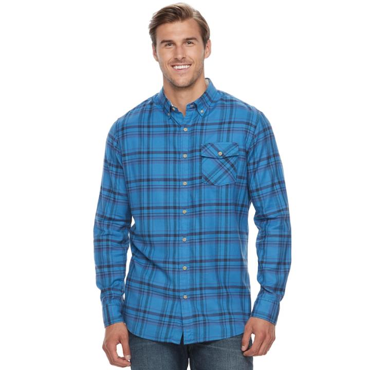 Men's Sonoma Goods For Life&trade; Modern-fit Flexwear Stretch Flannel Button-down Shirt, Size: Xl Tall, Med Blue