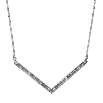 Crystal Collection Crystal Silver-plated Chevron Necklace, Women's, Multicolor