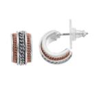 Simply Vera Vera Wang Tri Tone Chain Semi Hoop Earrings, Women's, Multicolor