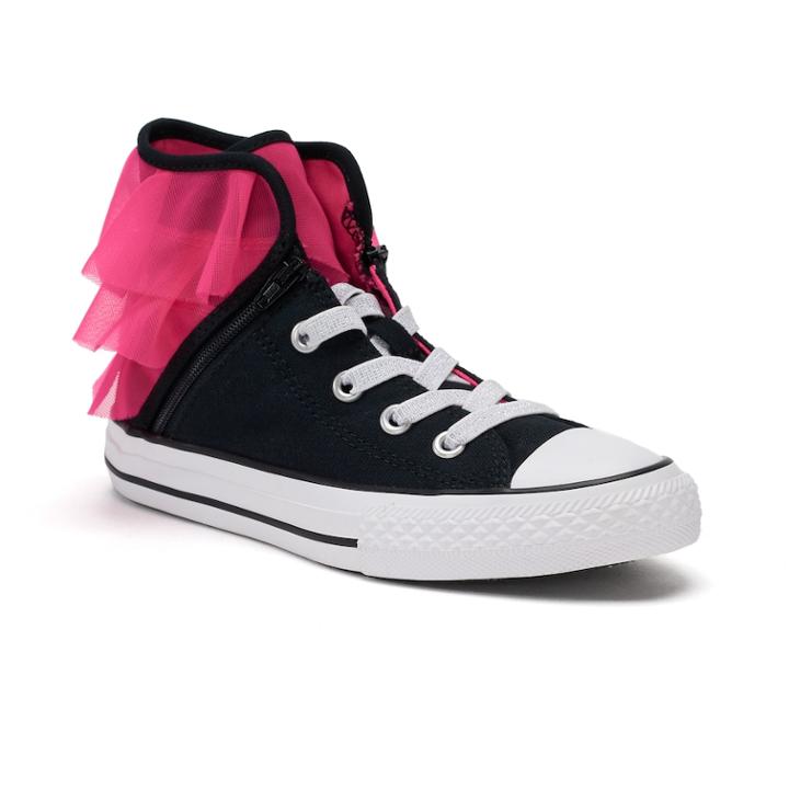 Girls' Converse Chuck Taylor All Star Block Party High Top Sneakers, Size: 2, Black