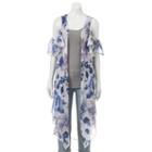 Mudd&reg; Sheer Floral Cold Shoulder Kimono, Women's, Light Blue