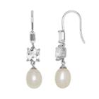Simply Vera Vera Wang Freshwater Cultured Pearl & Lab-created White Sapphire Sterling Silver Drop Earrings, Women's
