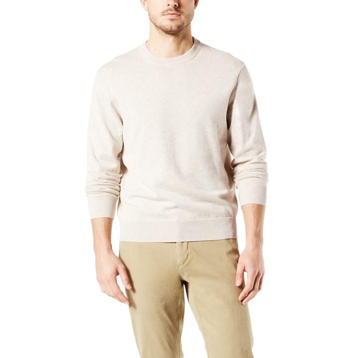 Men's Dockers&reg; Classic-fit Solid Heathered Crewneck Sweater, Size: Small, Natural