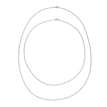 Pure 925 Sterling Silver Bead Chain Necklace Set - 18-in. & 24-in, Women's, Grey