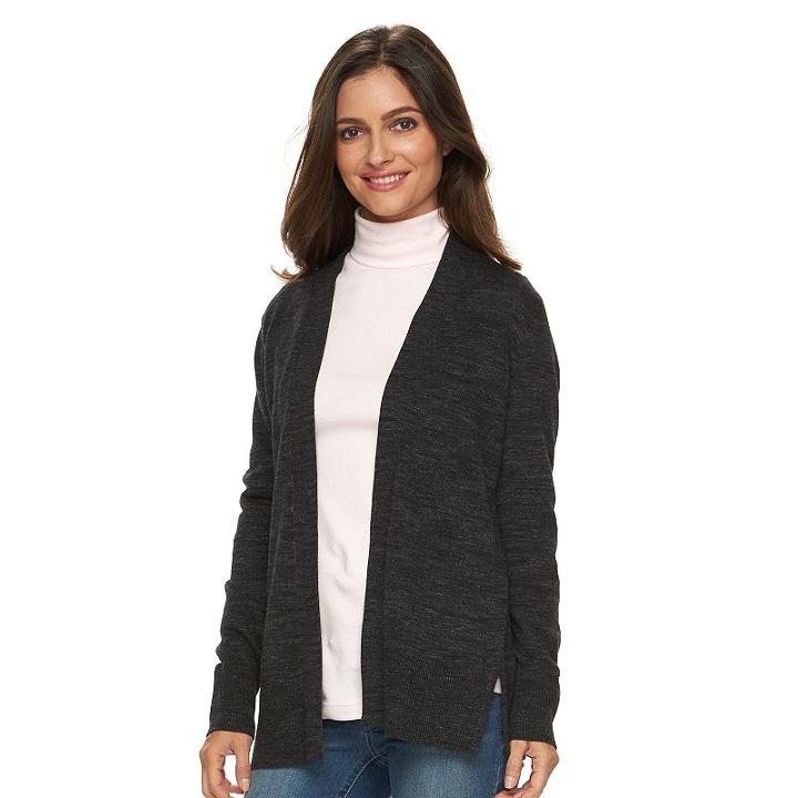 Women's Croft & Barrow&reg; Essential Open Front Cardigan, Size: Xl, Dark Grey