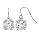 Primrose Sterling Silver Cubic Zirconia Square Halo Drop Earrings, Women's, White