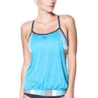 Women's Nike Layered Racerback Sport Tankini Top, Size: Medium, Brt Blue