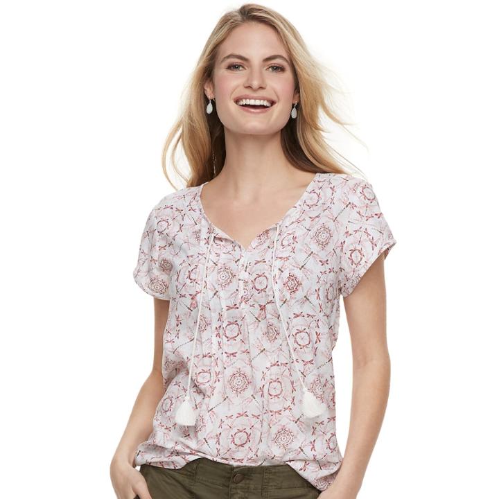 Petite Sonoma Goods For Life™ Pintuck Tee, Women's, Size: M Petite, Light Pink