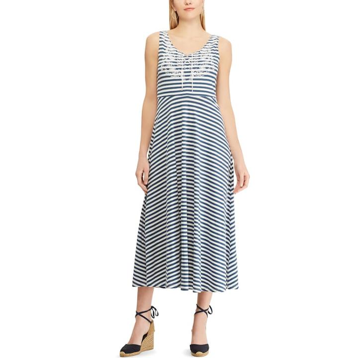 Women's Chaps Embroidered Print Midi Dress, Size: Small, Blue