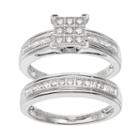 Always Yours Sterling Silver 1/2 Carat T.w. Diamond Square Engagement Ring Set, Women's, Size: 7, White