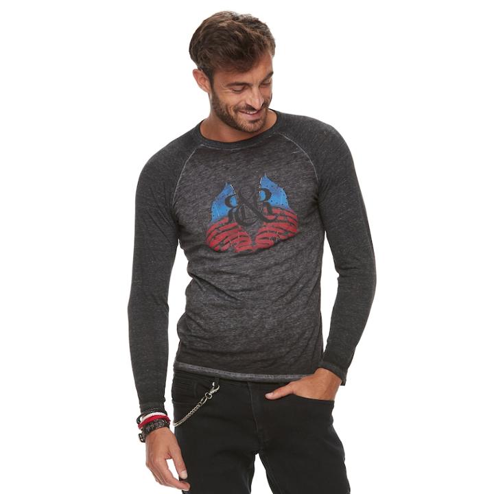 Men's Rock & Republic Graphic Raglan Tee, Size: Medium, Med Grey
