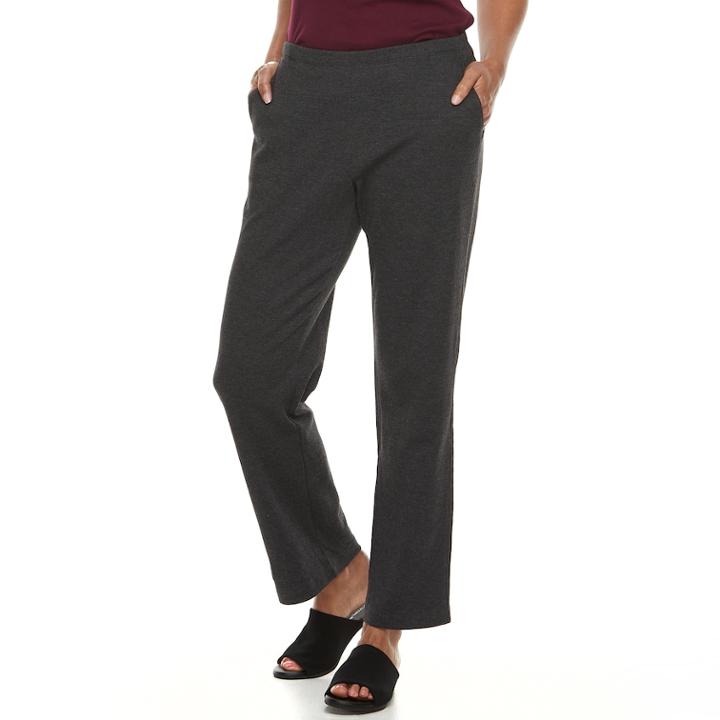 Petite Croft & Barrow&reg; Pull-on Knit Pants, Women's, Size: Pl Short, Dark Grey