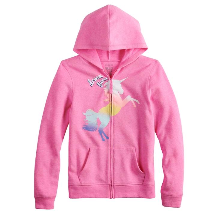 Girls 7-16 & Plus Size So&reg; Easy Zip Hoodie Sweatshirt, Size: 14 1/2, Light Pink