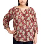 Plus Size Chaps Floral Blouse, Women's, Size: 2xl, Natural