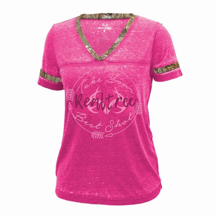 Women's Realtree Best Shot Graphic Tee, Size: Medium, Dark Pink