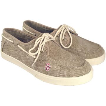 Men's Oklahoma Sooners Captain Boat Shoes, Size: 10, Beig/green (beig/khaki)