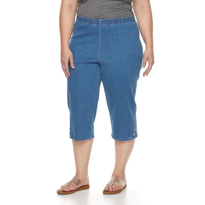 Plus Size Croft & Barrow&reg; Embellished Pull-on Capris, Women's, Size: 3 - Regular, Blue