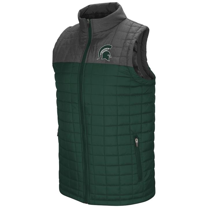Men's Michigan State Spartans Amplitude Puffer Vest, Size: Xxl, Dark Green
