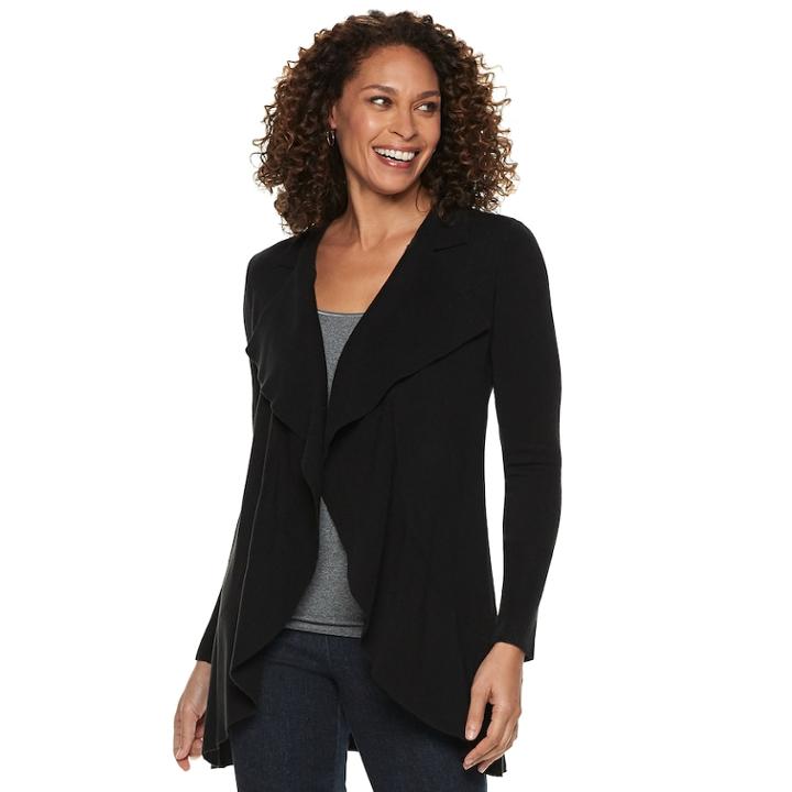 Women's Napa Valley Draped Open-front Cardigan, Size: Small, Black