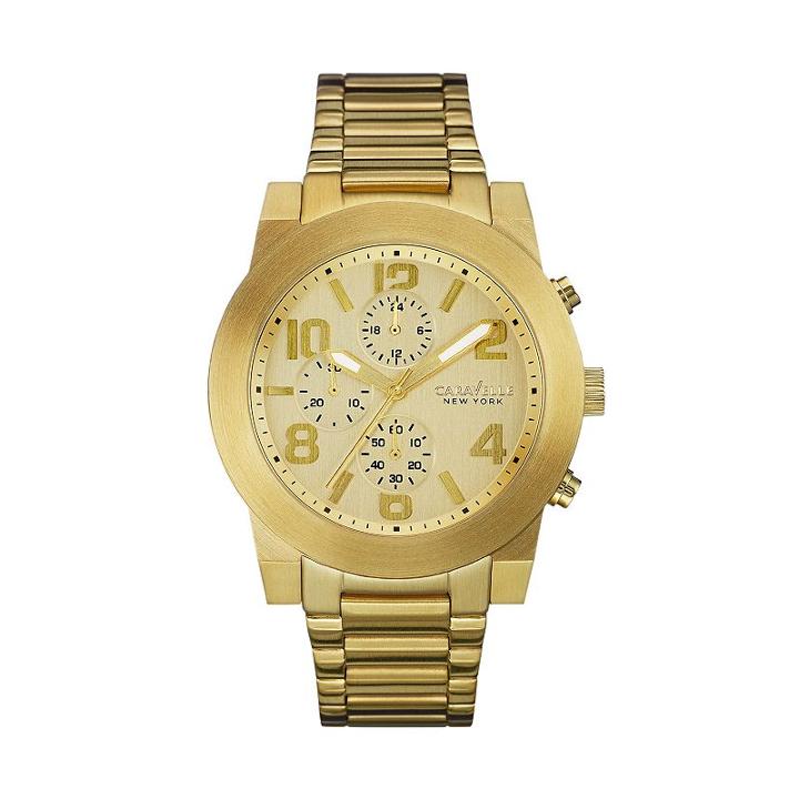 Caravelle New York By Bulova Men's Stainless Steel Chronograph Watch, Yellow