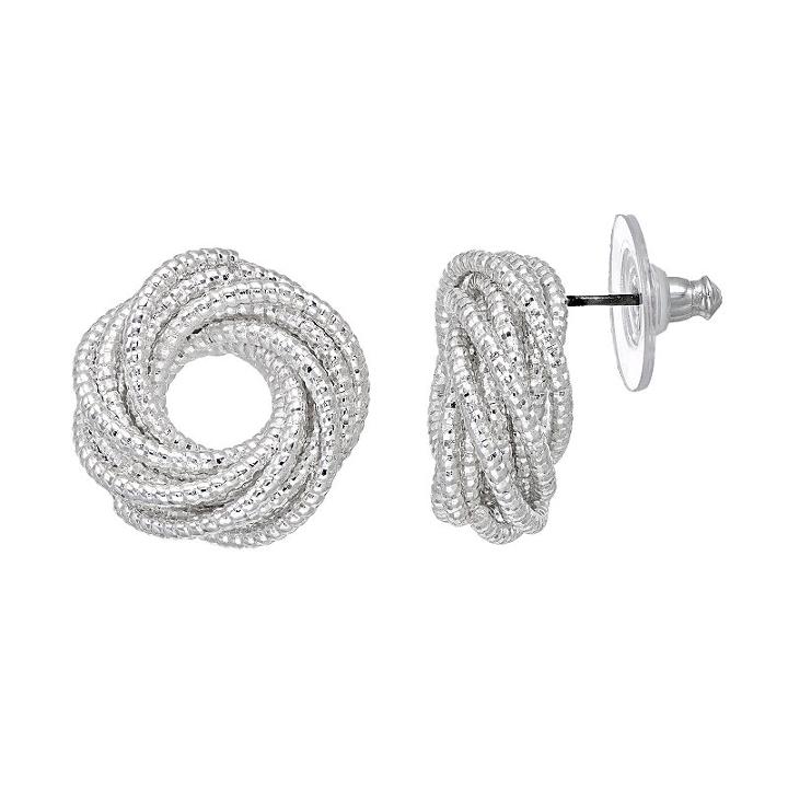 Napier Textured Swirl Nickel Free Drop Earrings, Women's, Silver