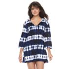 Women's Portocruz Tie-dye Hooded Cover-up Tunic, Size: Small, Blue (navy)