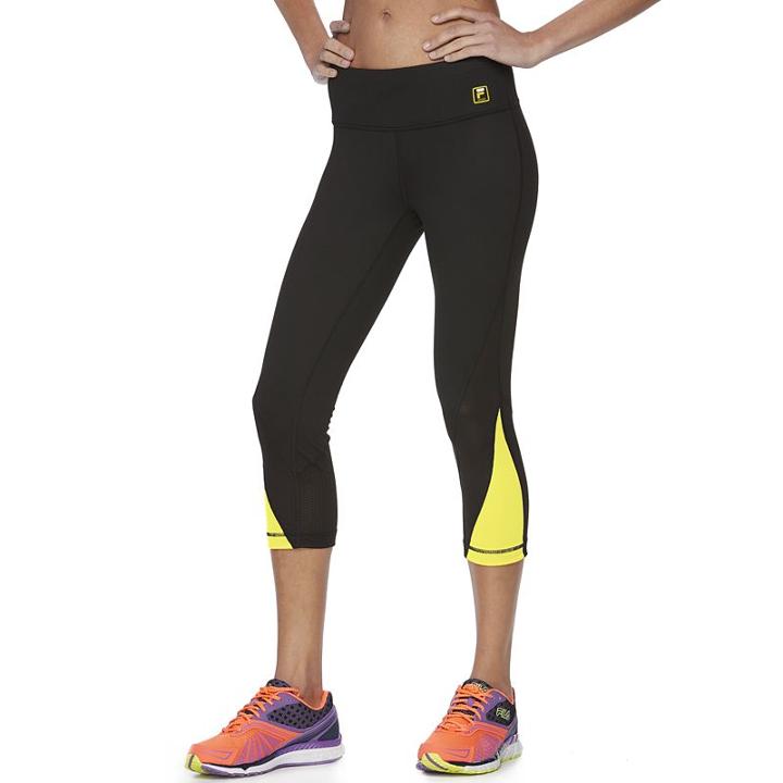 Women's Fila Sport&reg; Mesh Printed Yoga Capris, Size: Small, Gold