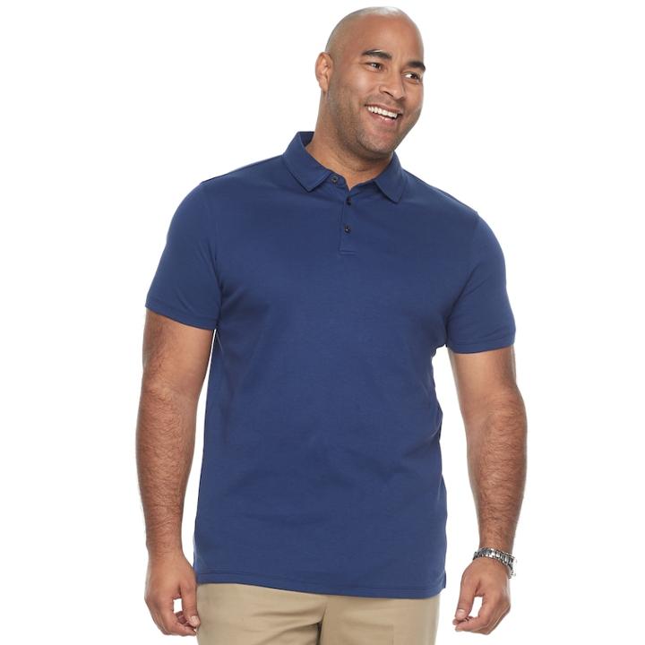 Big & Tall Apt. 9&reg; Regular-fit Soft Touch Stretch Interlock Polo, Men's, Size: M Tall, Blue