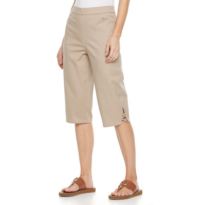 Women's Croft & Barrow&reg; Lattice-hem Skimmer Capris, Size: Large, Med Beige