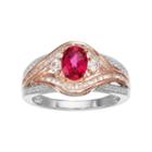 10k White Gold 3/8 Carat T.w. Diamond & Ruby Twist Ring, Women's, Red