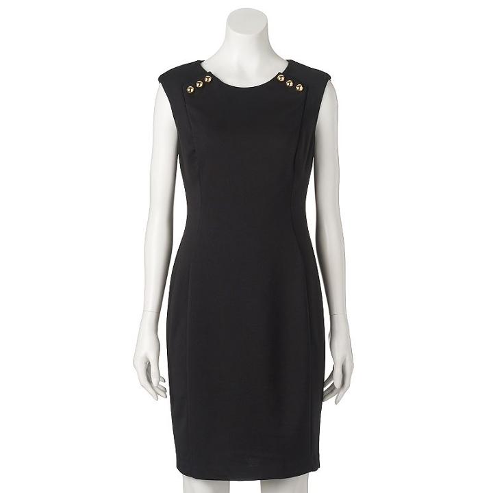 Women's Dana Buchman Embellished Sheath Dress, Size: 16, Black