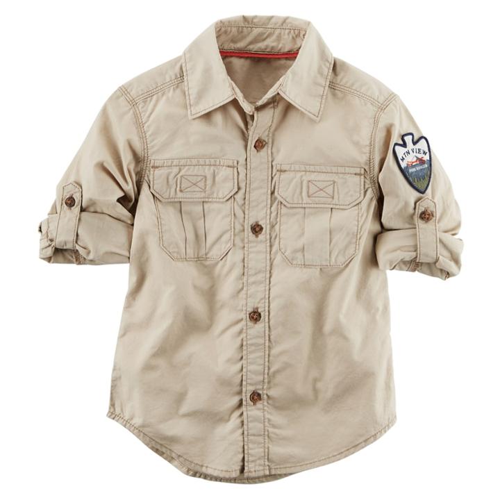 Baby Boy Carter's Park Ranger Button-front Shirt, Size: 6 Months, Med Beige