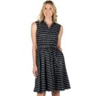 Women's Larry Levine Fit & Flare Stripe Dress, Size: Medium, Oxford