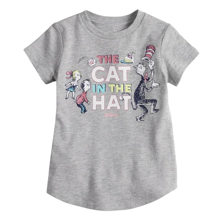 Toddler Girl Jumping Beans&reg; Dr. Suess' The Cat In The Hat Glitter Graphic Tee, Size: 5t, Med Grey