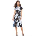 Women's Perceptions Floral Empire Shift Dress, Size: 10, Grey (charcoal)