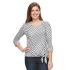 Petite Croft & Barrow&reg; Side-tie V-neck Tee, Women's, Size: Xs Petite, Dark Grey