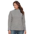 Plus Size Croft & Barrow&reg; Mockneck Long Sleeve Tee, Women's, Size: 4xl, Black