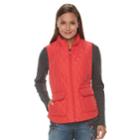 Women's Croft & Barrow&reg; Zip-up Quilted Vest, Size: Large, Med Red
