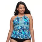 Plus Size Apt. 9&reg; Bust Enhancer Paisley Halterkini Top, Women's, Size: 3xl, Dark Blue