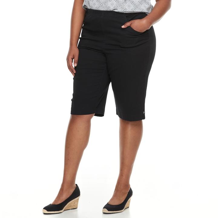Plus Size Croft & Barrow&reg; Pull-on Skimmer Denim Shorts, Women's, Size: Regular, Black