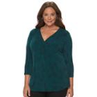 Plus Size Croft & Barrow&reg; Pleated V-neck Top, Women's, Size: 1xl, Turquoise/blue (turq/aqua)