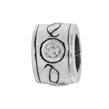 Individuality Beads Sterling Silver Crystal Scroll Round Bead, Women's, White