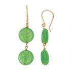 14k Gold Jade Drop Earrings, Women's, Green