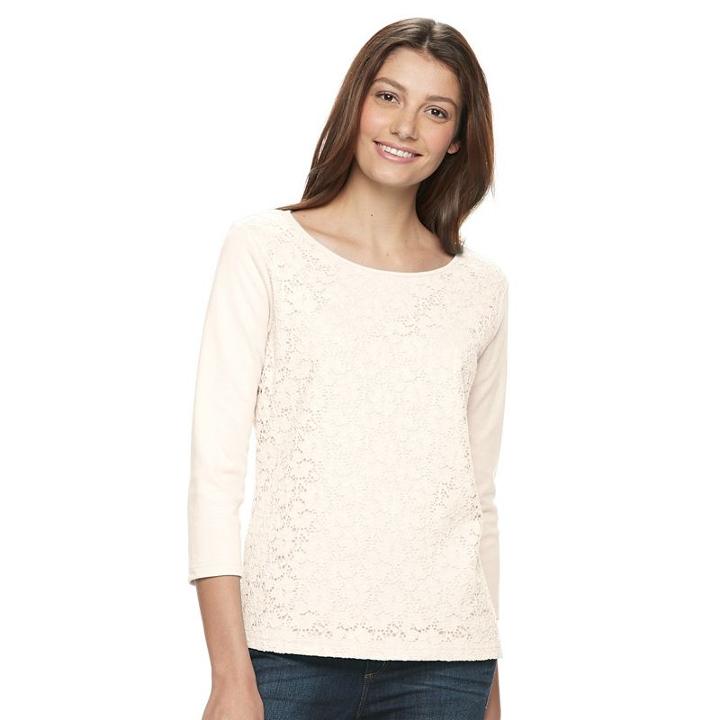 Women's Napa Valley Lace Top, Size: Small, Natural