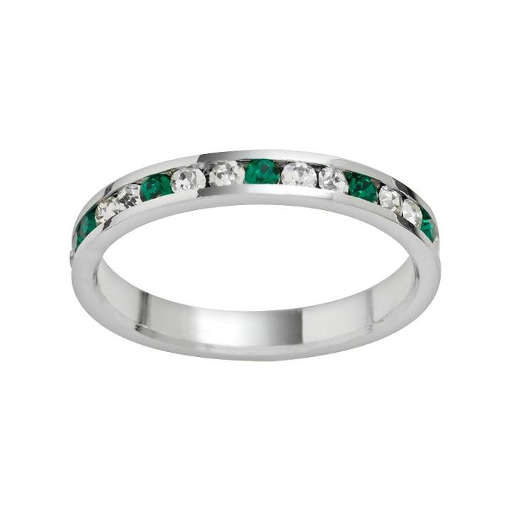 Traditions Sterling Silver Green And White Swarovski Crystal Eternity Ring, Women's, Size: 6